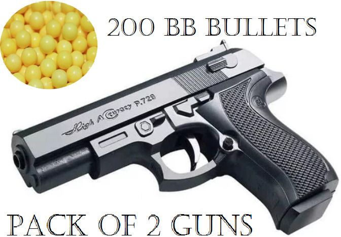 Long Range And High Accuracy BB (Plastic) Bullet Gun (pack Of 2 ) With 200 BB Bullets Guns & Darts
