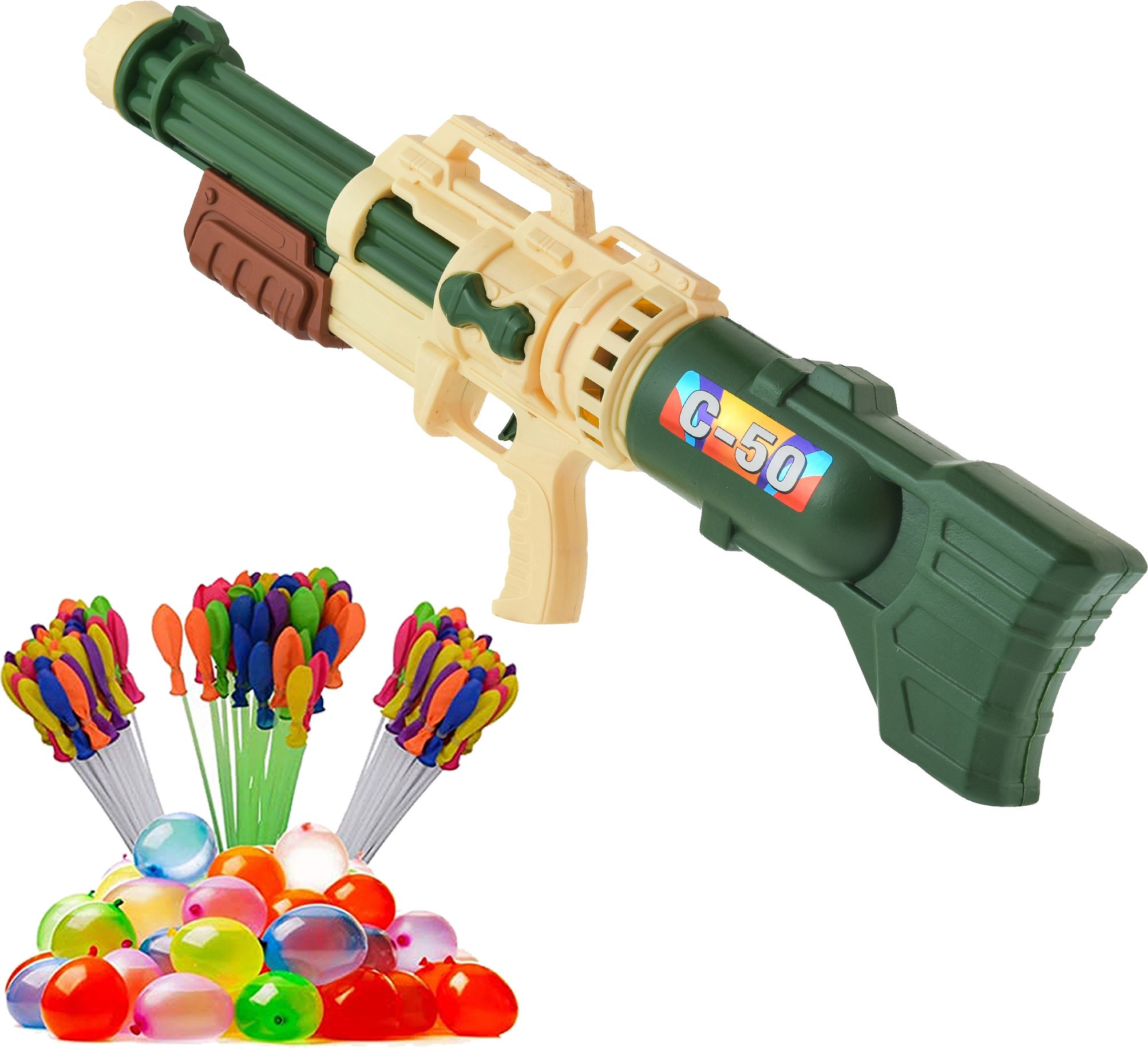 brown leaf (1 Pichkari+ 3 Magic Balloon)High Pressure Long Water Gun Toy Pichkari for Kids Water Gun-picture-36