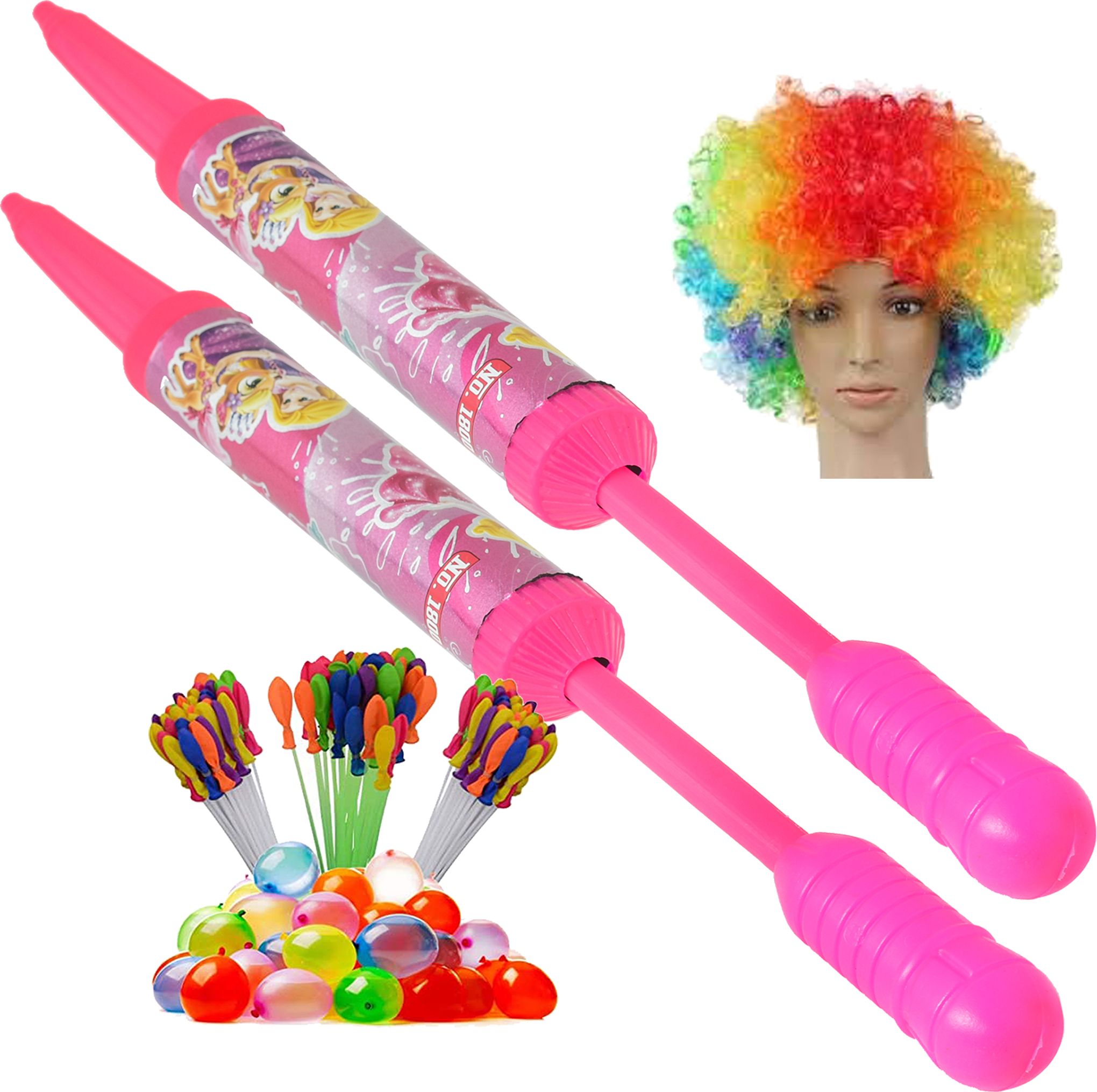 (2 Pichkari+ 3 Magic Balloon+ 1 Malinga Wig)for Children Holi & Pool Party Fun Water Gun-image-44
