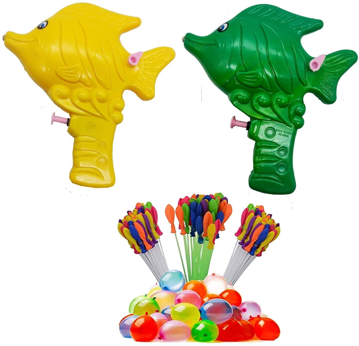 brown leaf (2 Pichkari + 3 Magic Balloons)for Children Holi & Summer Pool Party Fun Water Gun-picture-27