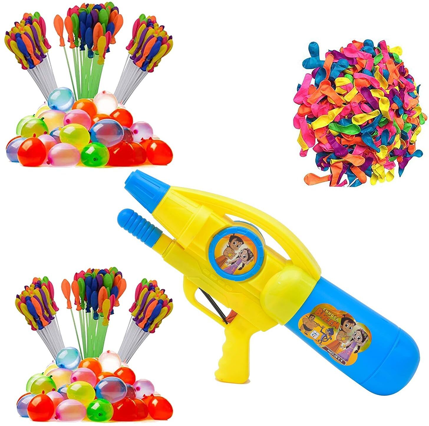 (1 Pichkari +6 Magic Balloon +100 Water Balloon)for Kids Holi & Pool Party Water Gun-image-49