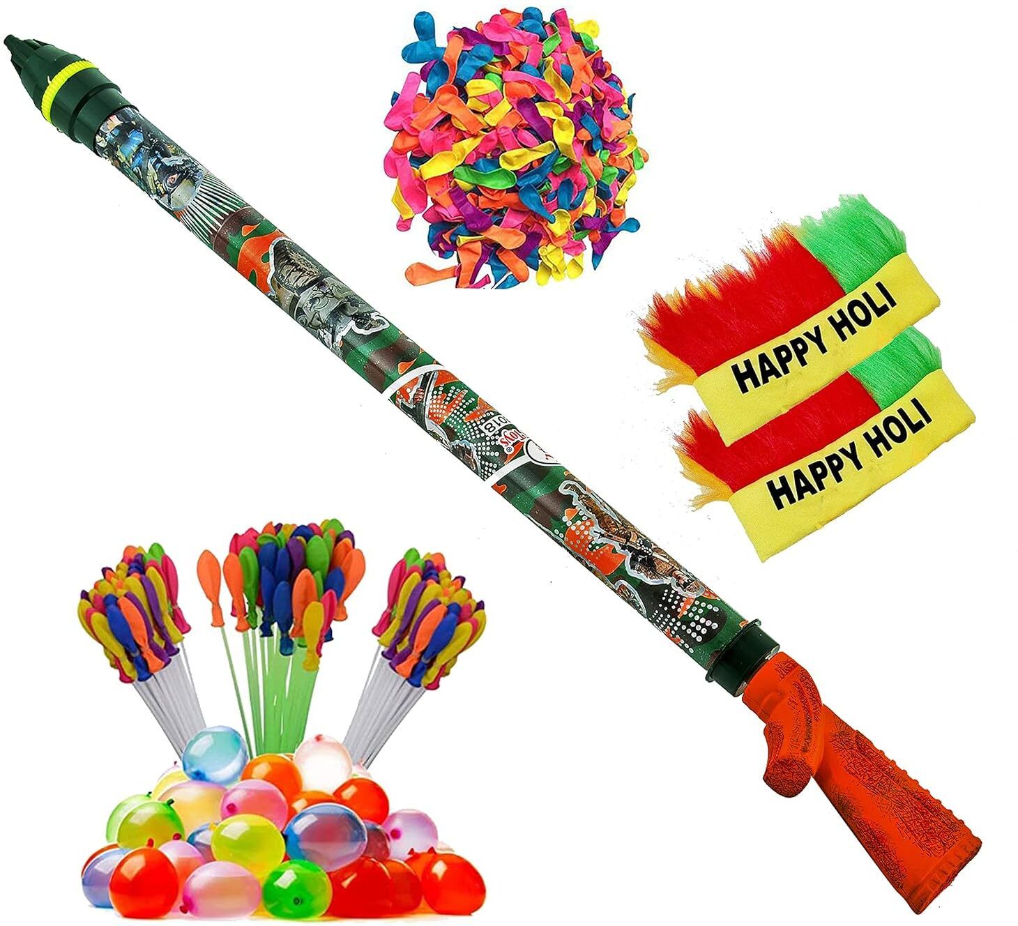 (1 Pubg Pichkari + 3 Magic Balloon + 2 Holi Cap + 100 Water Balloon)For Kids Water Gun-image-43