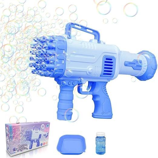 Kid's 32 Hole Electric Gatling Bubble Machine Blaster with Soap Solution. Water Gun-image-21