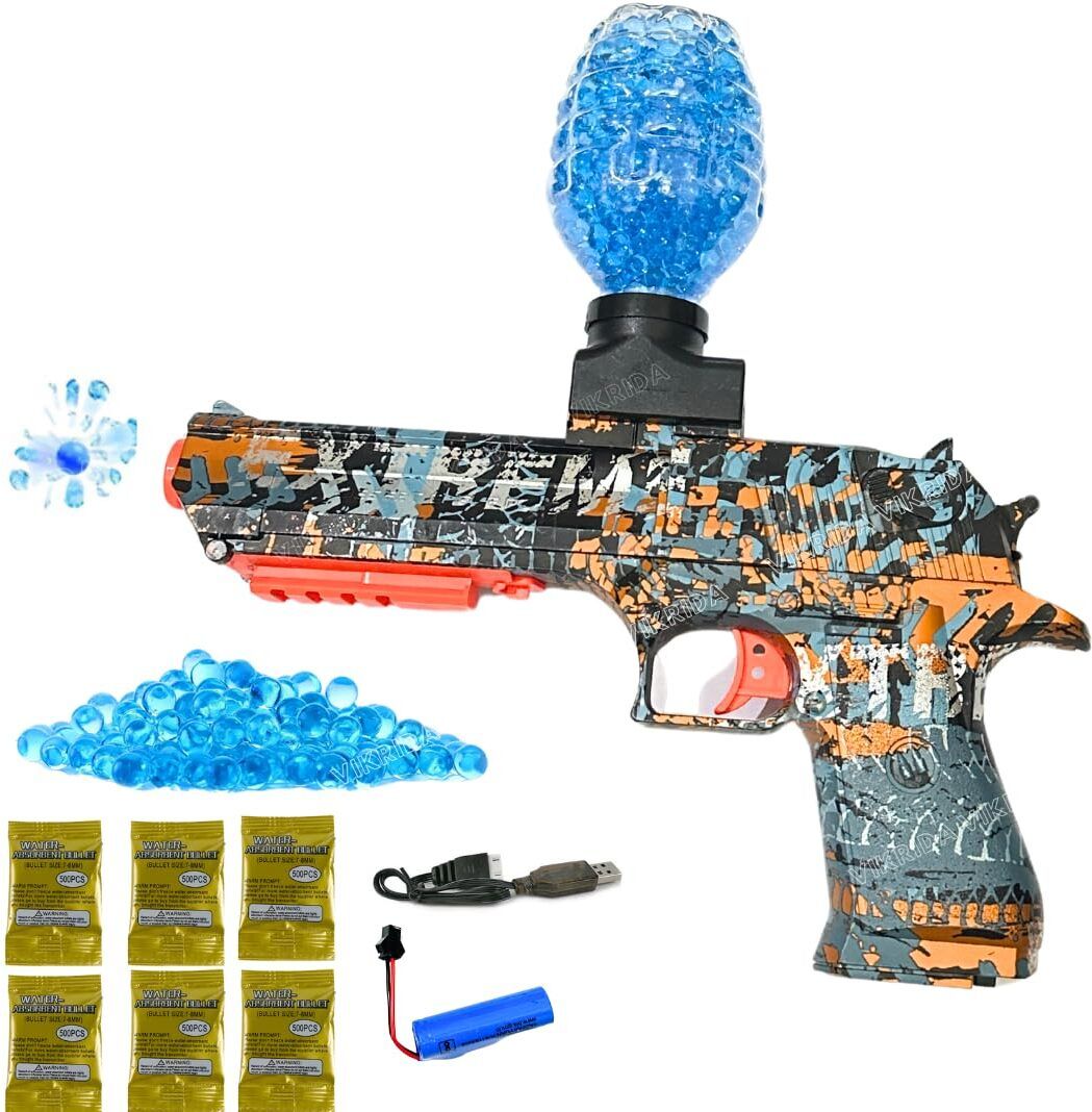 Automatic Blaster Gun with 2500 Gel Balls Outdoor Shooting Toy – Multicolor Water Gun