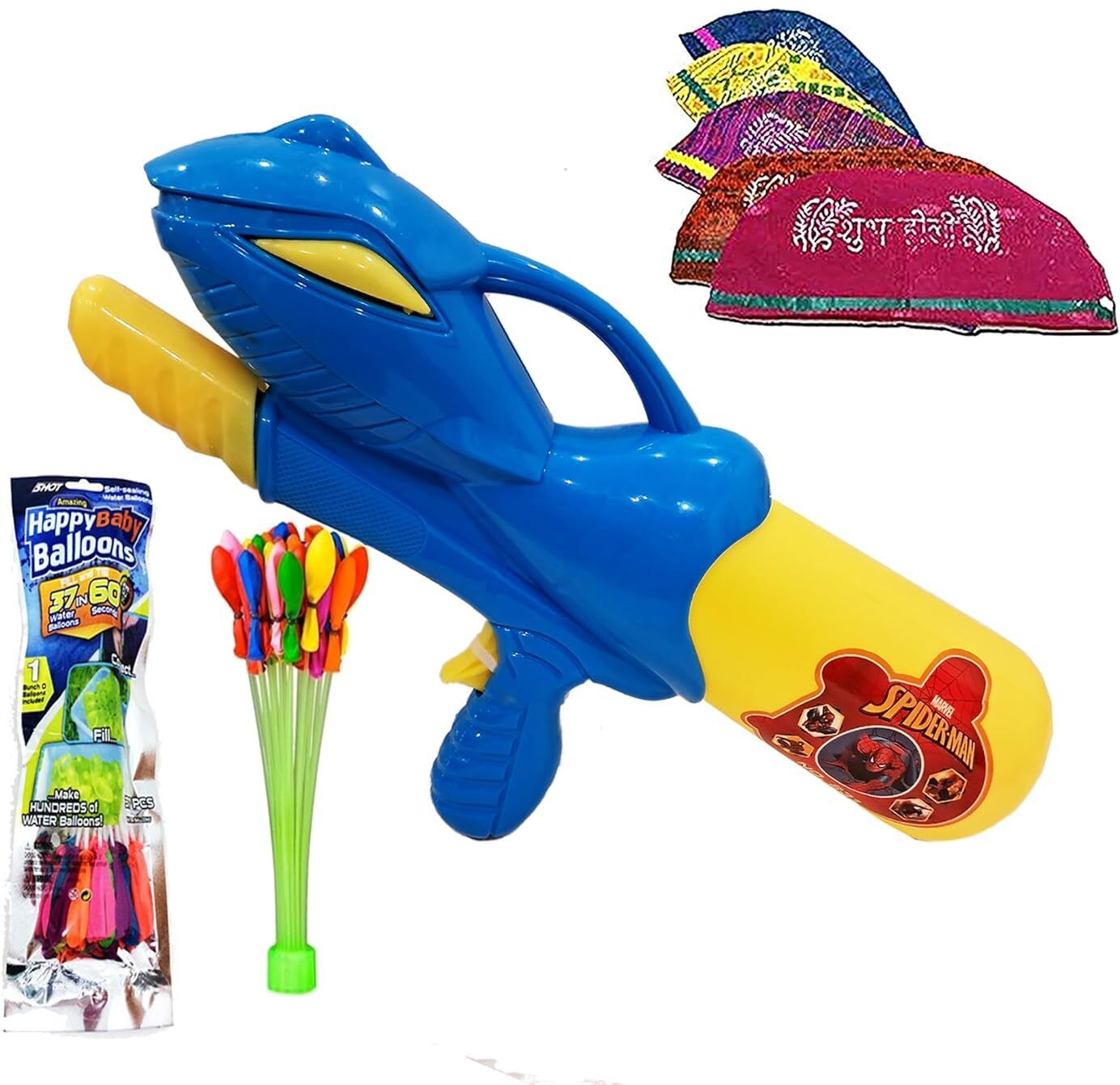 (1 Pichkari+ 1 Magic Balloon+ 10 Holi Cap)For Kids Holi & Summer Pool Party Fun Water Gun-image-13