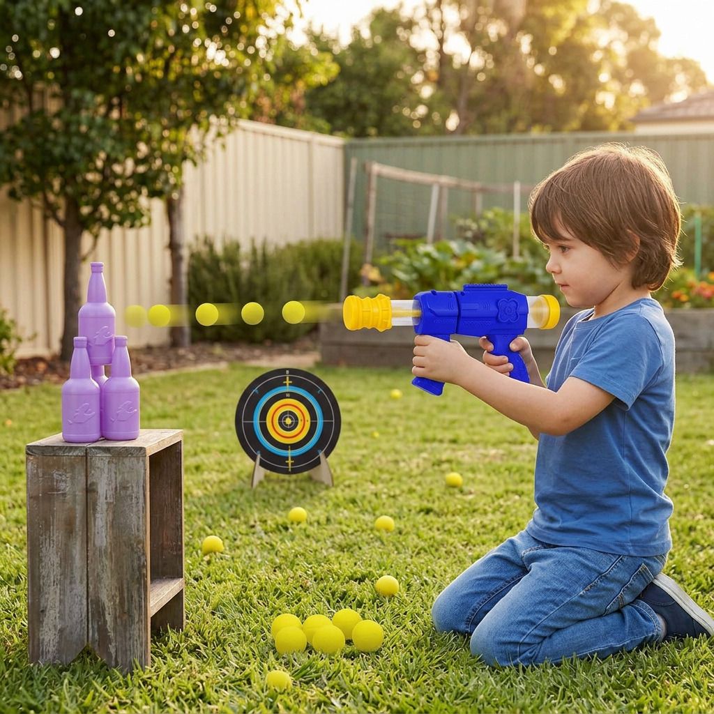 Air Powered Soft Ball Blaster Toy Gun Set with Target Stand for Children Guns & Darts-image-2