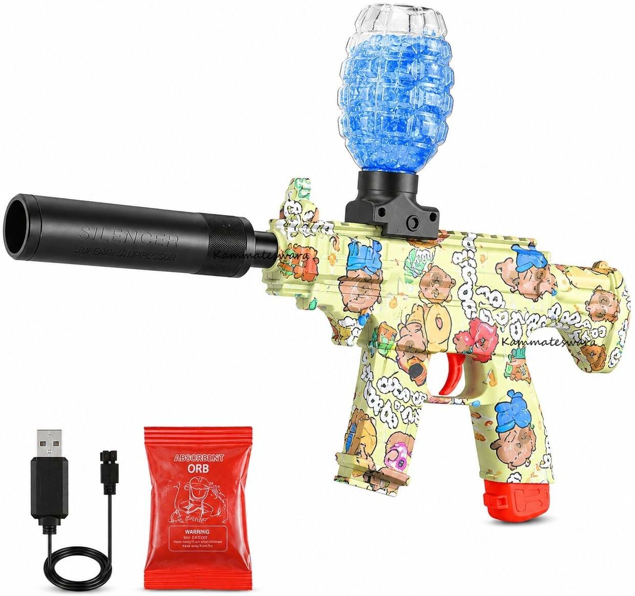 kammateswara M416 Electric Gel Blaster Gun Automatic Gun with Silencer (Cartoon Edition) Water Gun-picture-21