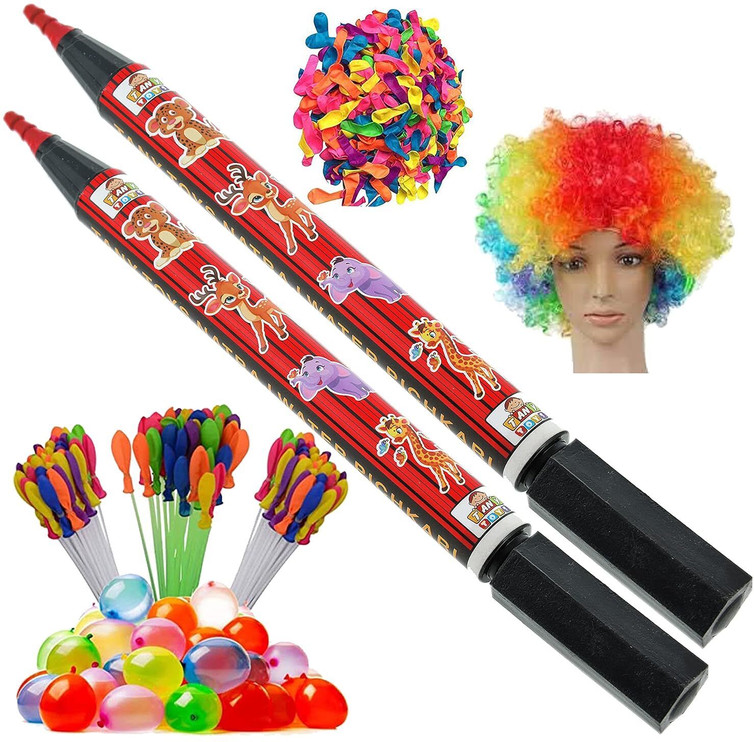 (2 Pencil Pichkari+3 Magic Balloon+10 Holi Cap+1 Malinga Wig)Holi & Pool Party Water Gun-image-37