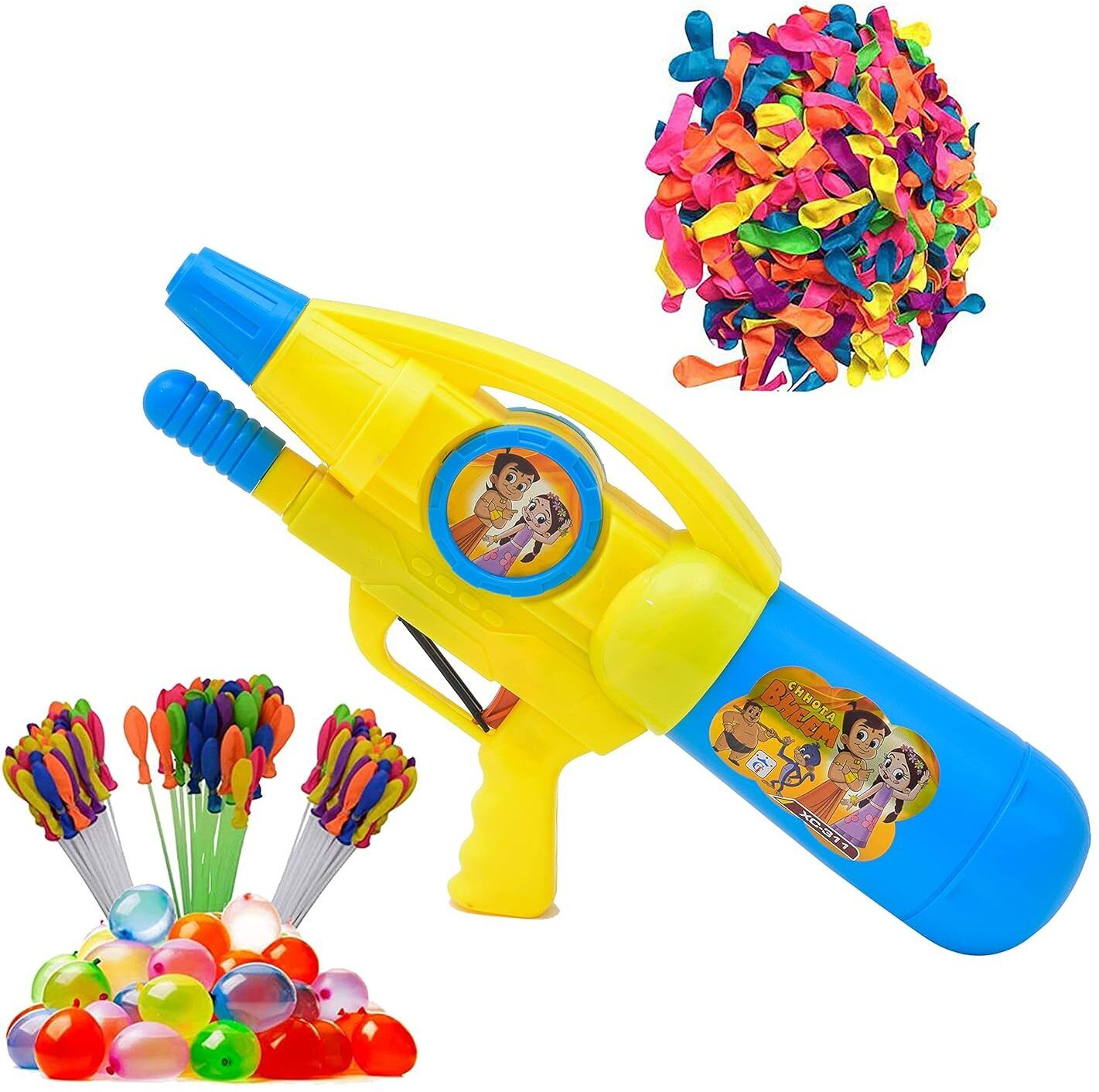 (1 Pichkari +3 Magic Balloon +100 Water Balloon)for Kids Holi & Pool Party Water Gun-image-39