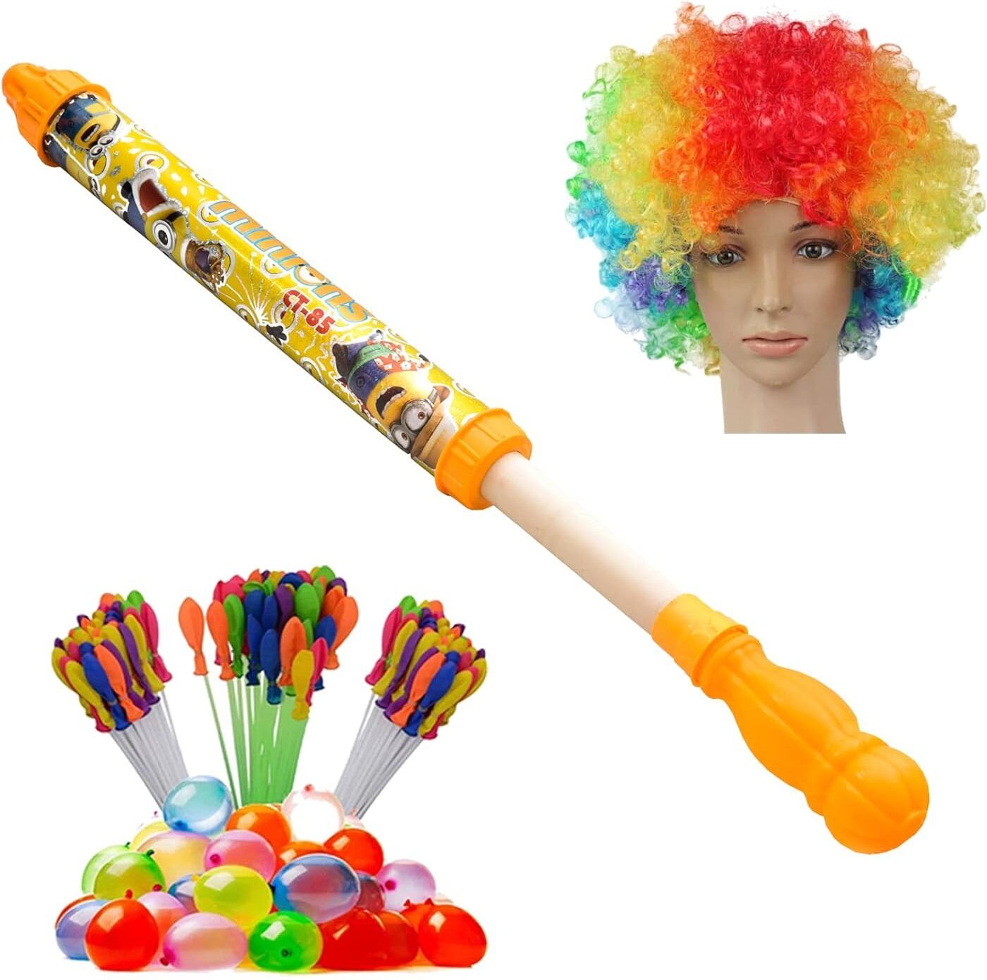 (1 Pichkari+ 1 Malinga Wig+1 Magic Balloon)for Kids Holi & Summer Pool Party Fun Water Gun-image-6