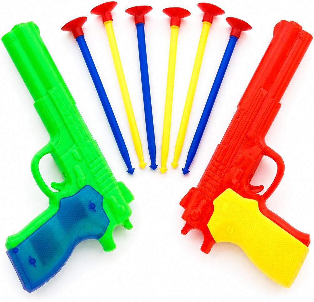 Kids Toy Gun Set 2 Guns with 6 Vacuum Suction Darts Safe Toys Red Green Guns & Darts-image-35