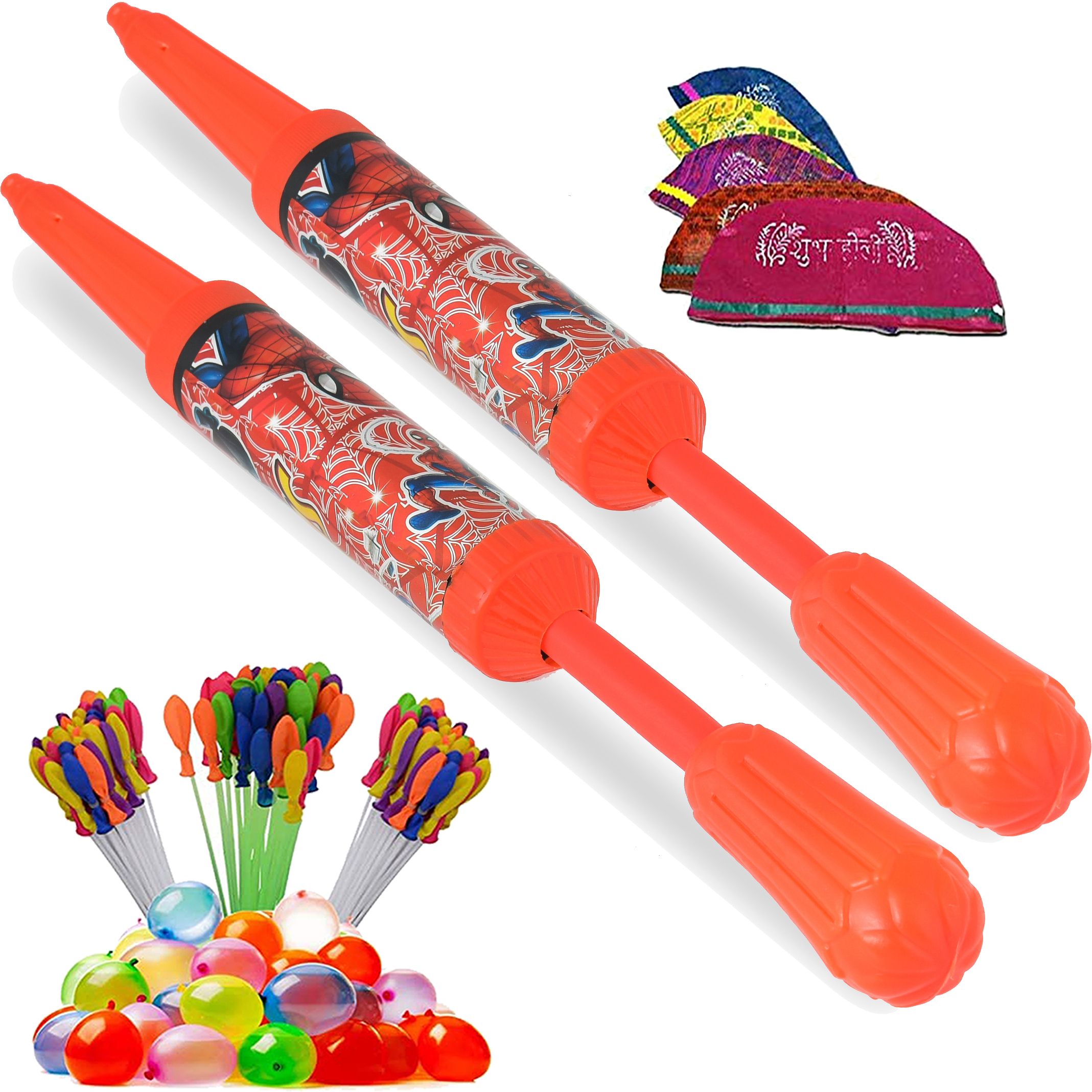 (2 Pichkari+ 3 Magic Balloon+ 10 Holi Cap)for Children Holi & Summer Pool Party Water Gun-image-35