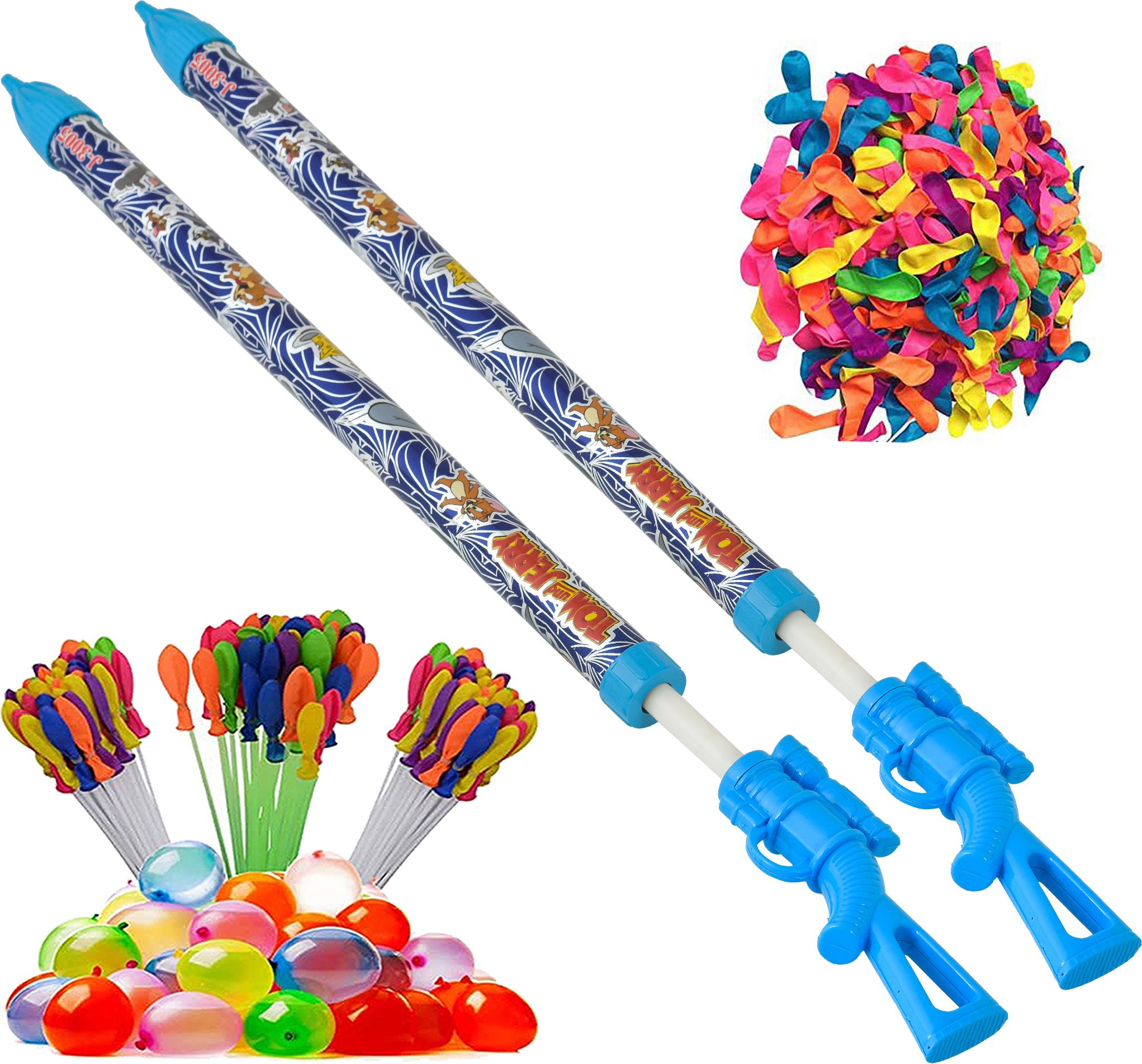 (2 Pichkari+ 3 Magic Balloon+ 100 Water Balloon)for Children Holi Pool Party Fun Water Gun-image-24