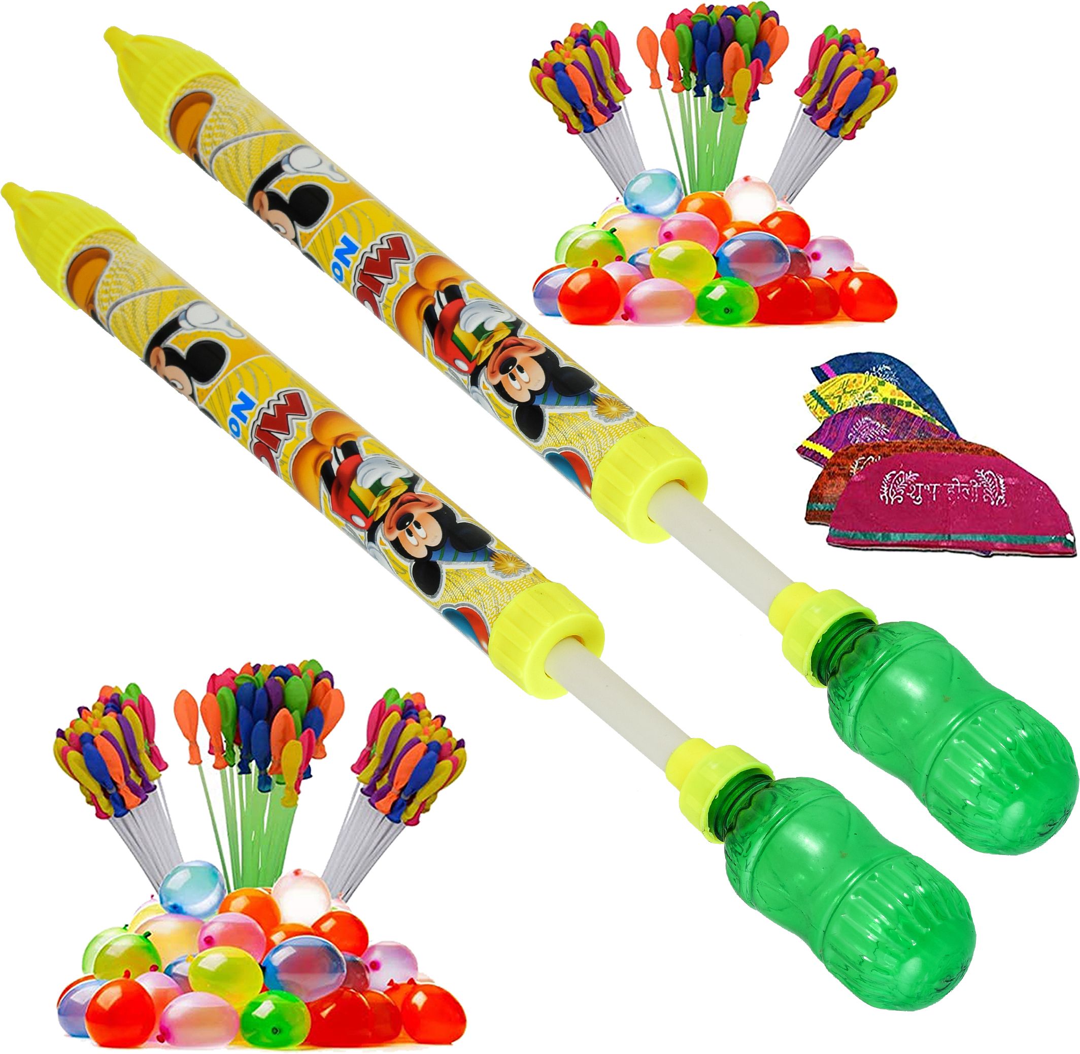 (2 Pichkari + 6 Magic Balloon+ 10 Holi Cap)for Kids Holi & Summer Pool Party Fun Water Gun-image-48