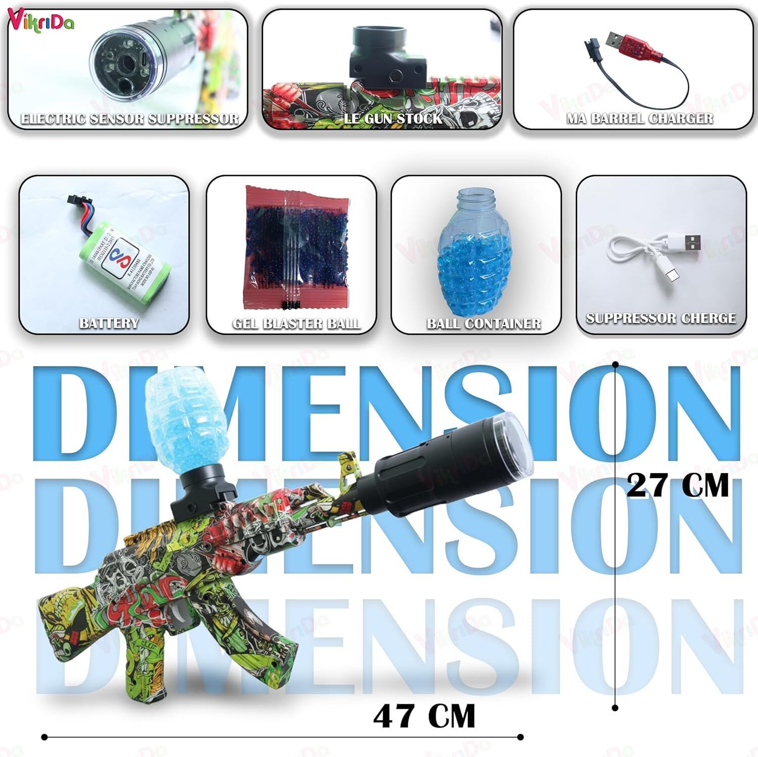 Automatic Airsoft Blaster Gun with LED Sensor Smoke Suppressor & Small Balls Water Gun-image-26