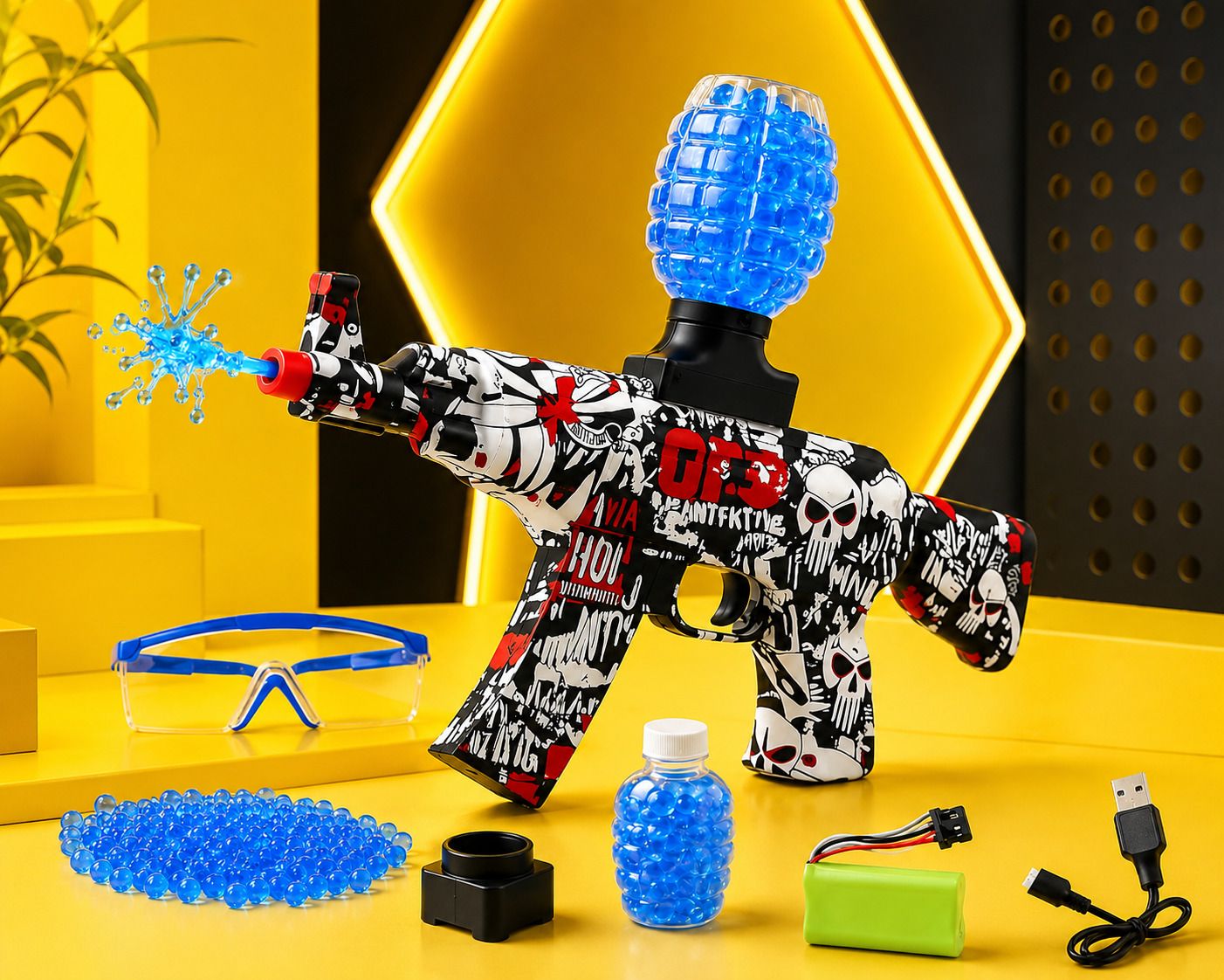 Kids Electric Gel Ball Blaster Gun Set with Safety Goggles & USB Rechargeable Water Gun-image-14