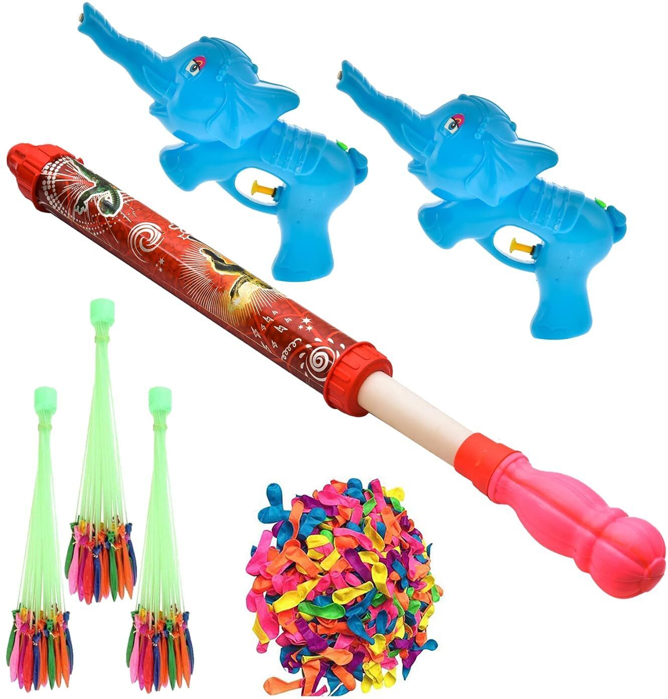 (3 Pichkari +3 Magic Balloon +200 Water Ballloon)for Kids Holi & Pool Party Fun Water Gun-image-31