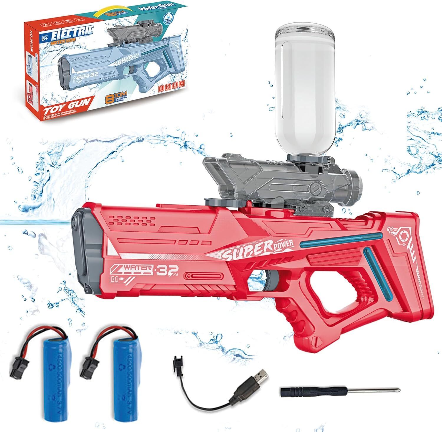 Water Gun 900CC Capacity Automatic Squirt Gun with Rechargeable Batteries Water Gun