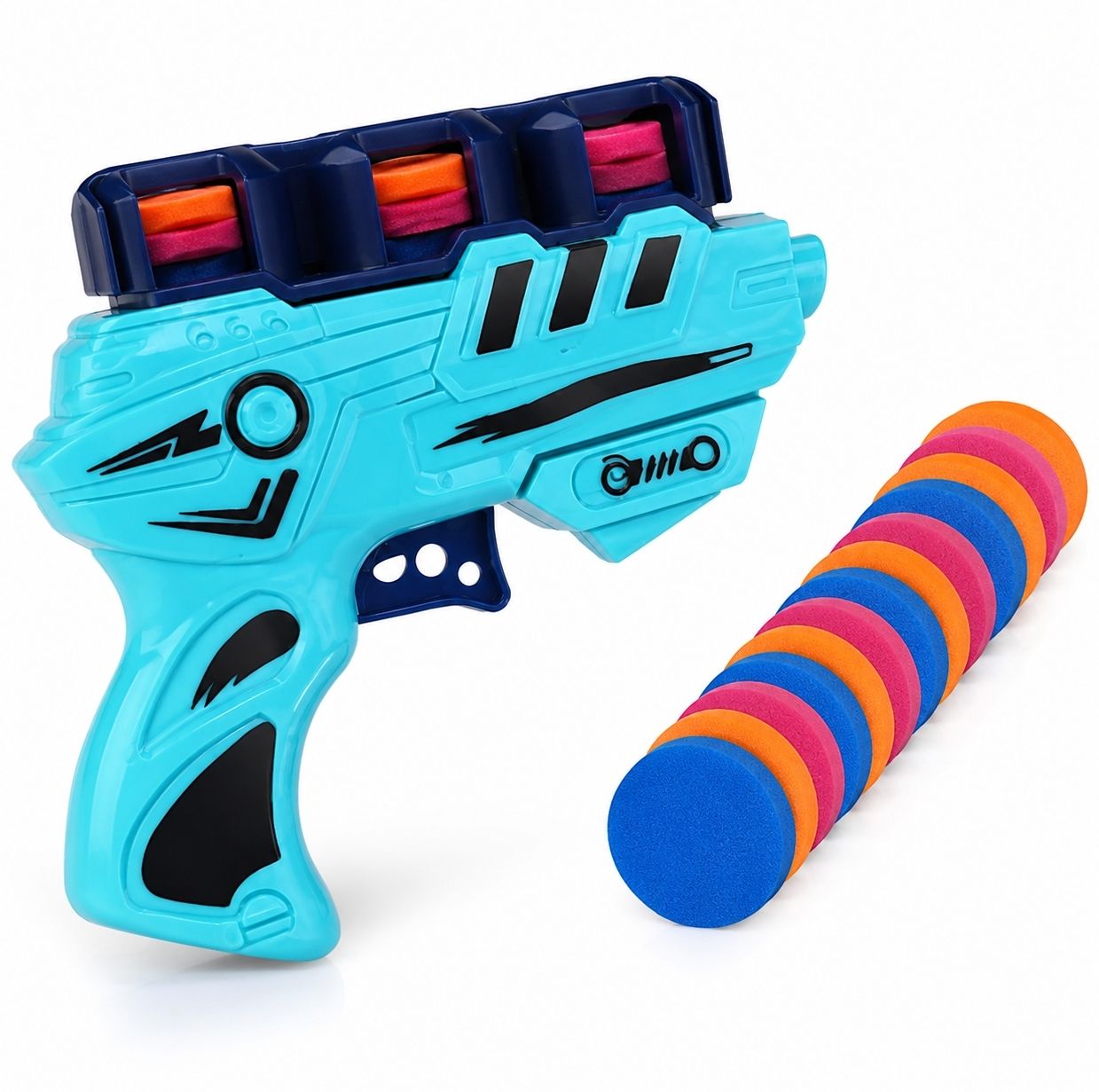 kidora traders Foam Disc Shooting Gun Toy with 27 Soft Foam Darts, Colourful Disc Launcher Game Guns & Darts-picture-4