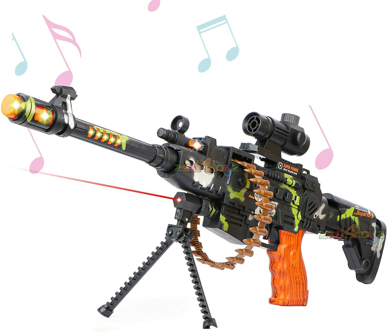 mega shine musical army style toy gun for kids with music, Darts & Plastic Bullets-picture-25