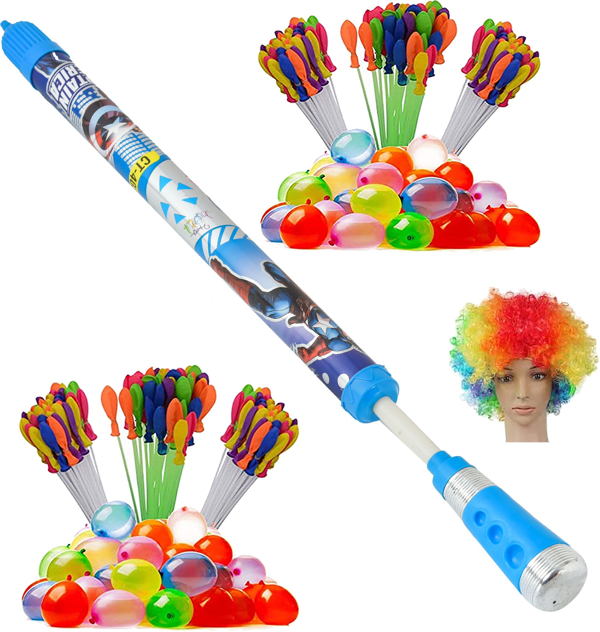 (1 Pichkari + 6 Magic Balloon + 1 Malinga Wig)for Kids Holi & Summer Party Fun Water Gun-image-17
