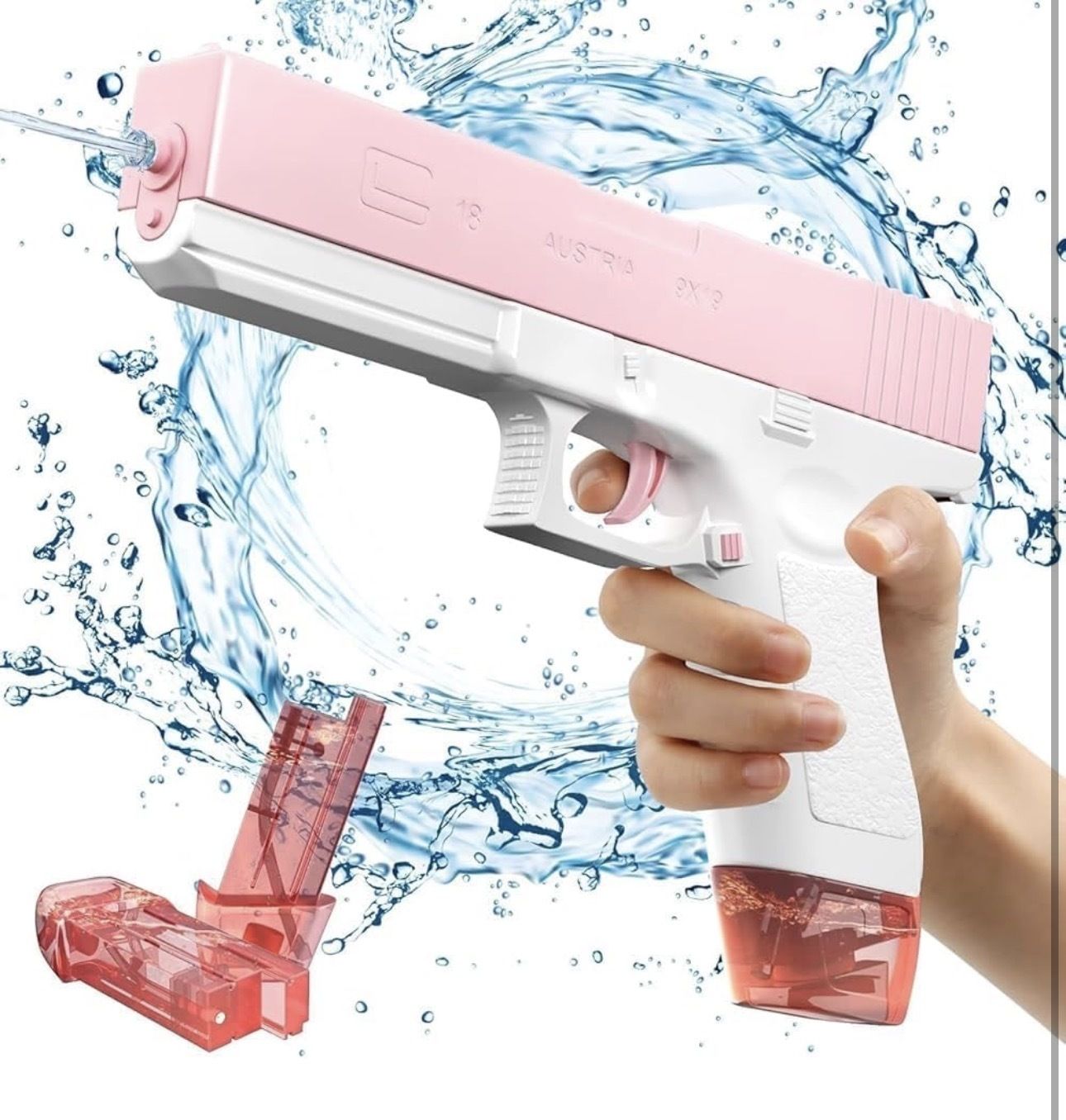 mmm Electric Water Gun,Automatic Long Range 22FT-35FT, Rechargeable, 2 Magazines Water Gun-picture-5