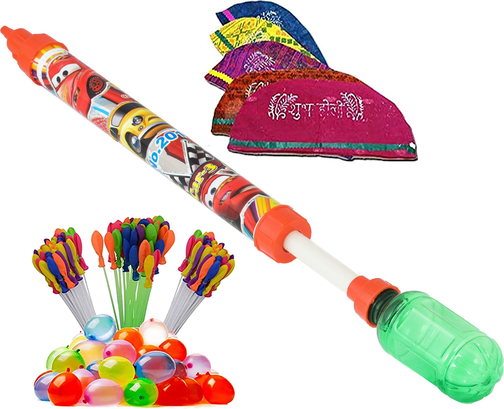 (1 Pichkari+ 3 Magic Balloon+ 10 Holi Cap)for Kids Holi Summer Pool Party Fun Water Gun-image-36