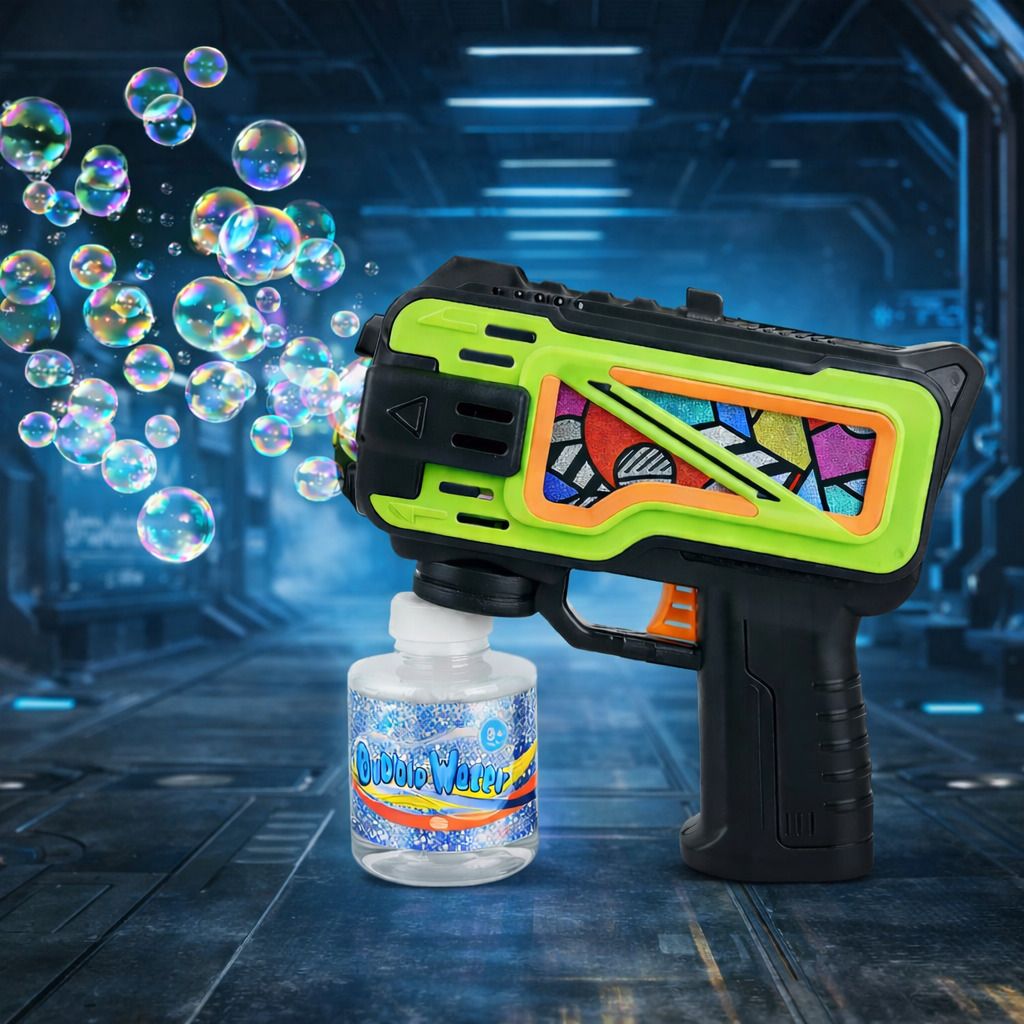 aniloons Kids Bubble Machine Gun Toy with LED Lights and Bubble Solution Water Gun-picture-2