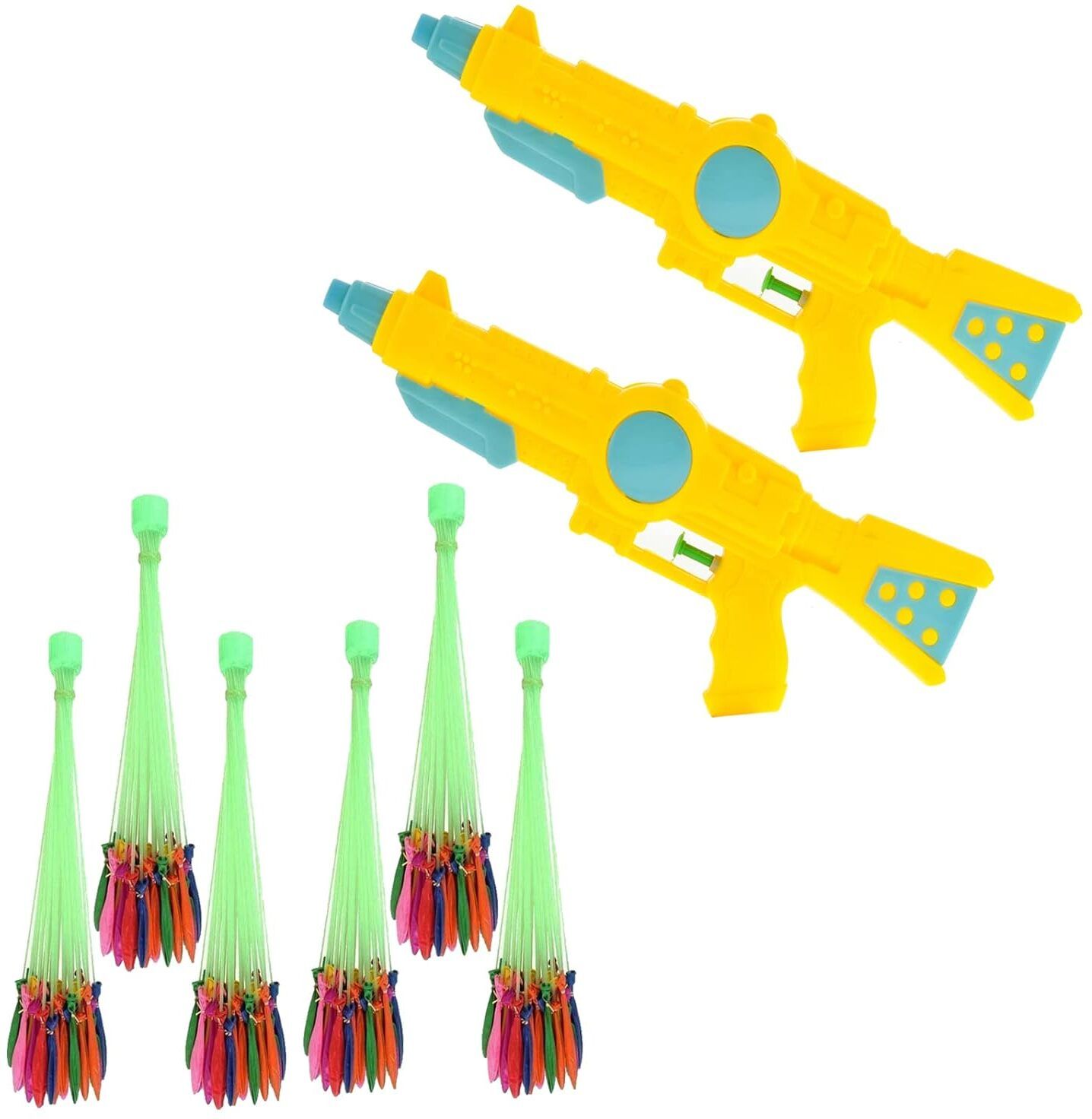 brown leaf (2 Pichkari+ 6 Magic Balloon)for Kids Holi Pool Party Fun Toys Water Gun-picture-19