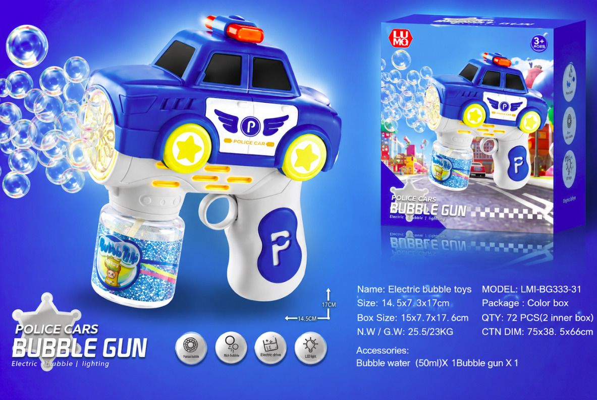 Police Car Bubble Gun Toy with LED Light Water Gun-image-13