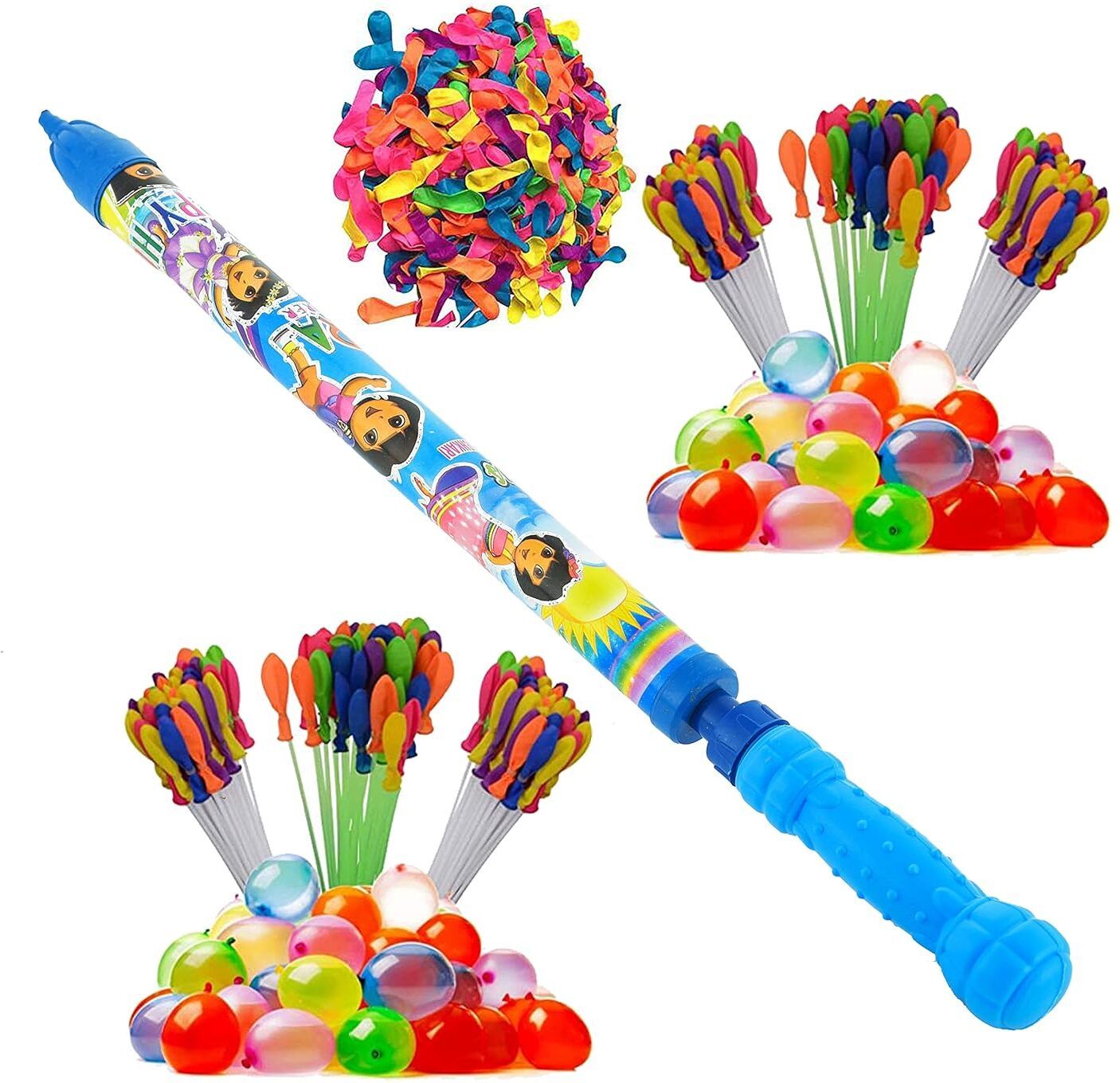 (1 Pichkari +6 Mag0ic balloon+100 Water Balloon)for Kids Holi & Pool Party Fun Water Gun-image-1