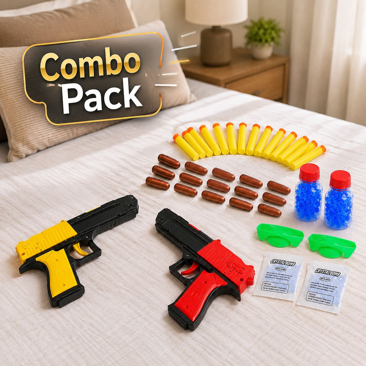 5088 Safe Kids Shooting Game Gun Set – Red & Yellow Combo Guns & Darts-image-32