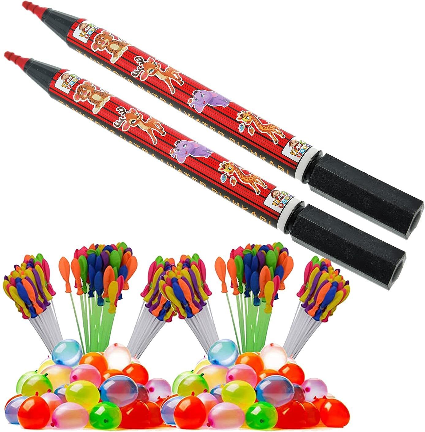 (2 Pencil Pichkari+ 6 Magic Balloon)for Kids Holi & Pool Party Fun Water Gun-image-41