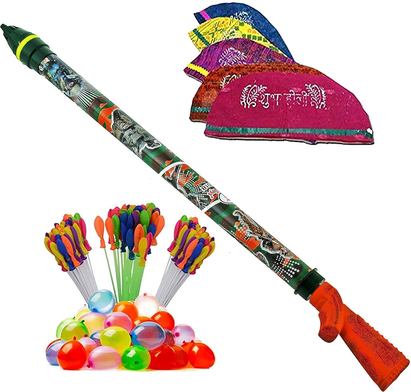 (1 pichkari +3 Magic Balloon+ 10 Holi Cap)for Kids Holi & Pool Party Props Water Gun-image-34