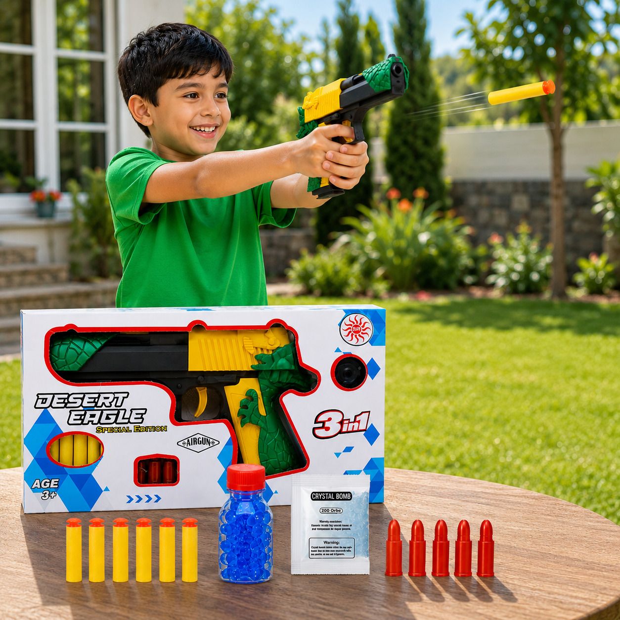 diamond spring Desert Eagle Play Gun for Kids | Foam Dart & Gel Water Beads Guns & Darts-picture-13