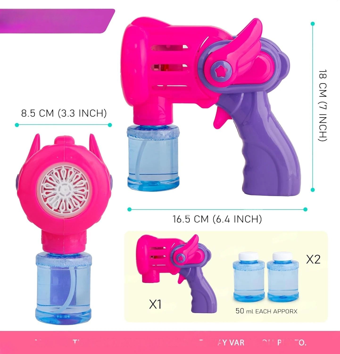 Rechargeable Bubble Gun Toy for Kids with 2 Bubble Solution Bottles Water Gun