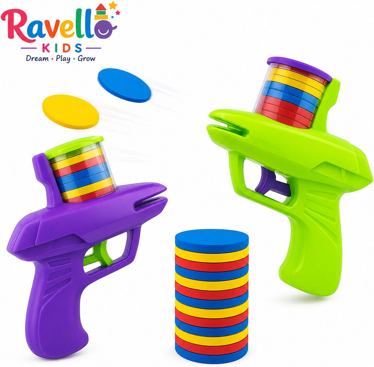 Foam Disc Launcher Toy Gun 15 Soft Foam Discs, Easy Trigger & Quick Reload Guns & Darts-image-1