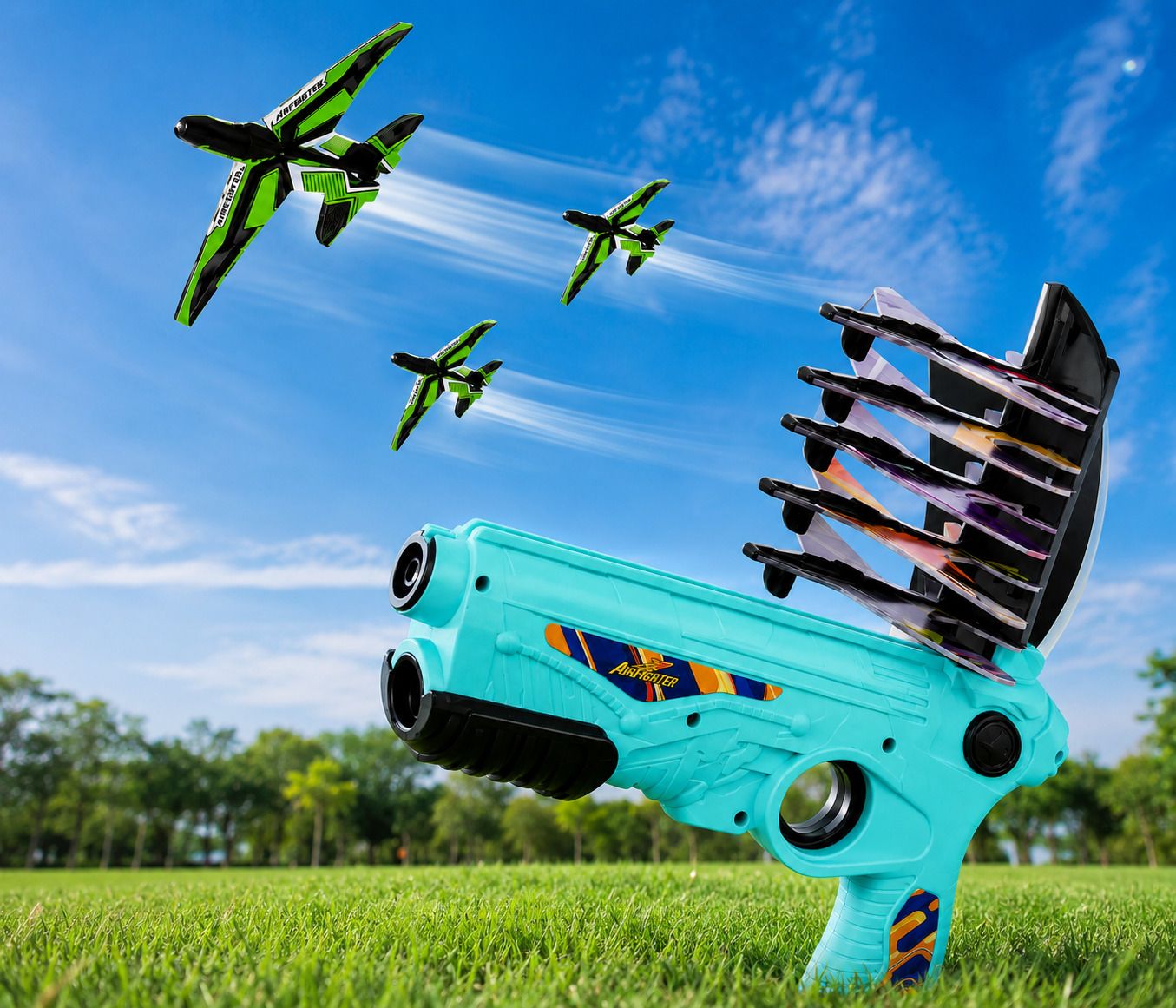 plasticnest Kids Flying Plane Launcher with 5 Reusable Glider Aircraft Guns & Darts-picture-6