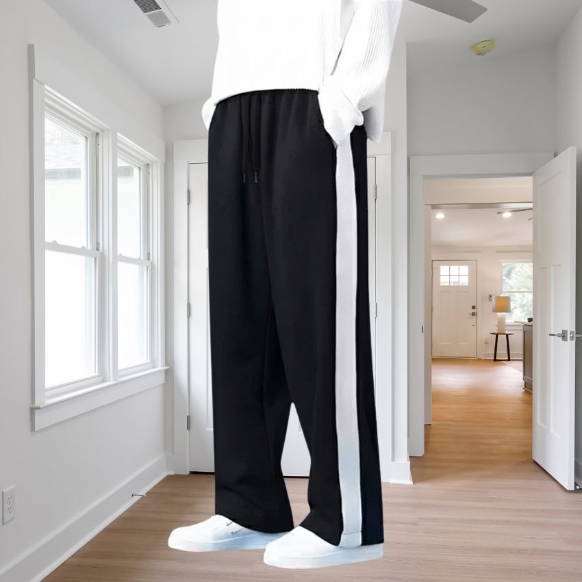 yanexa Men Striped Black Track Pants-picture-13