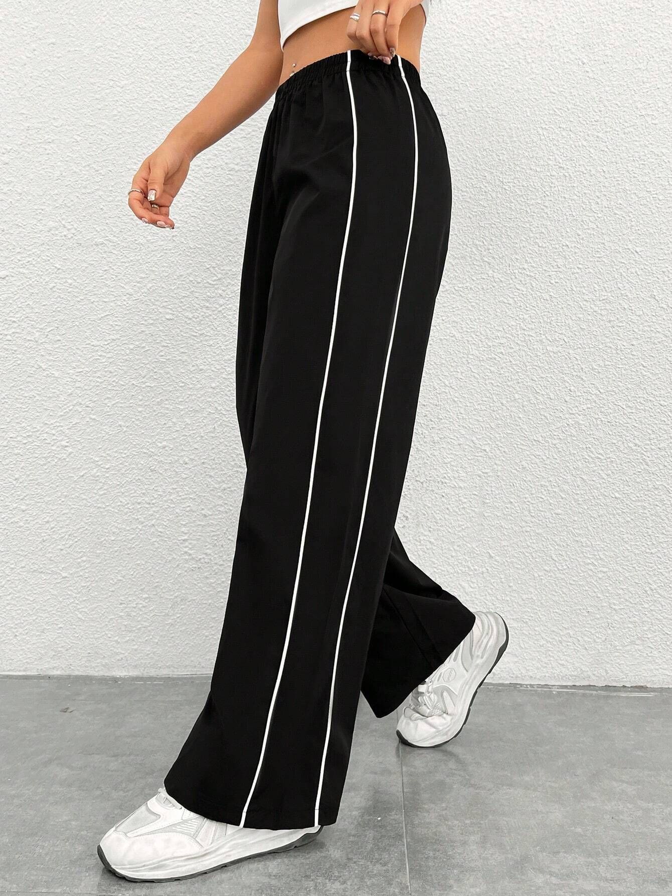 zimist Women Striped Black Track Pants-picture-10