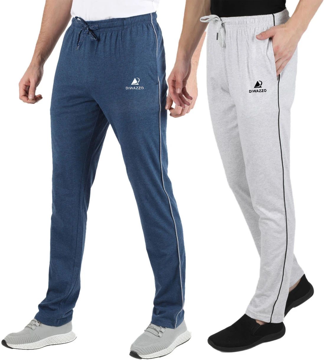diwazzo Pack of 2 Men Solid Multicolor Track Pants-picture-40