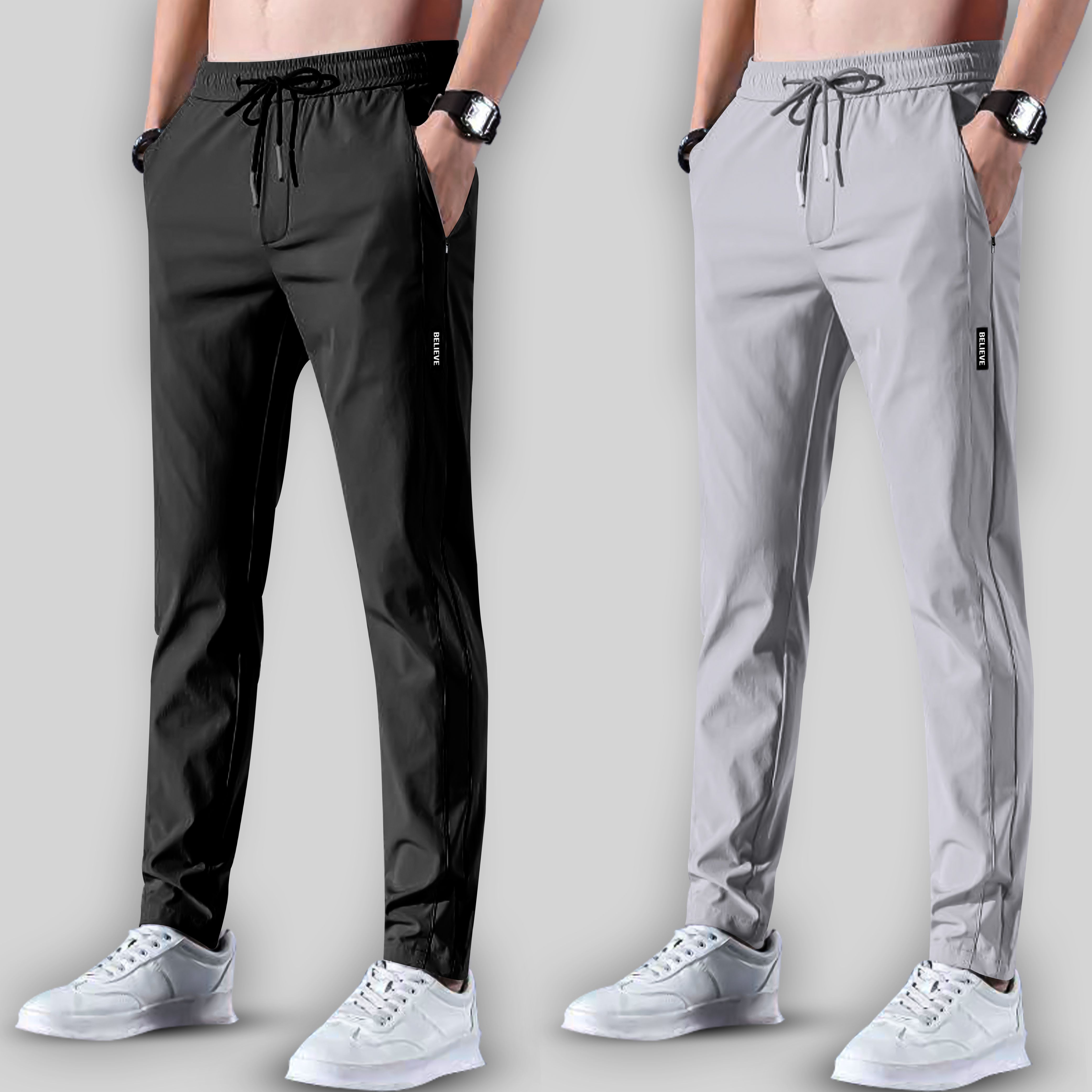 Pack of 2 Men Solid Multicolor Track Pants