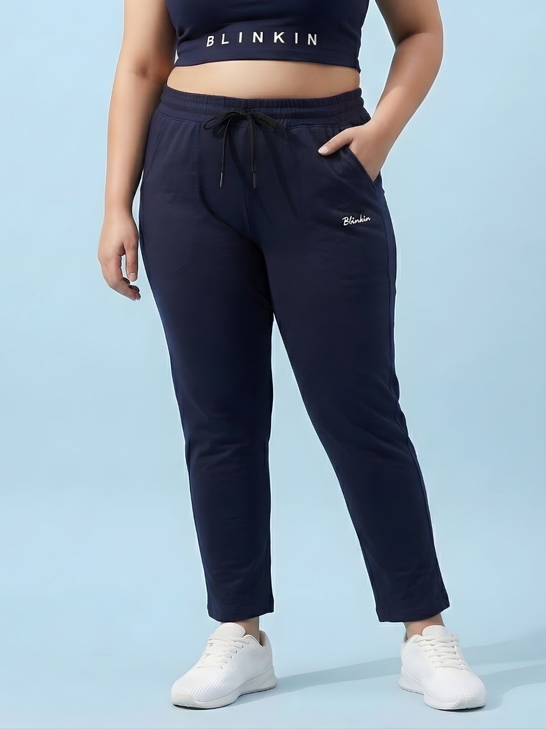 Women Printed Dark Blue Track Pants-image-8