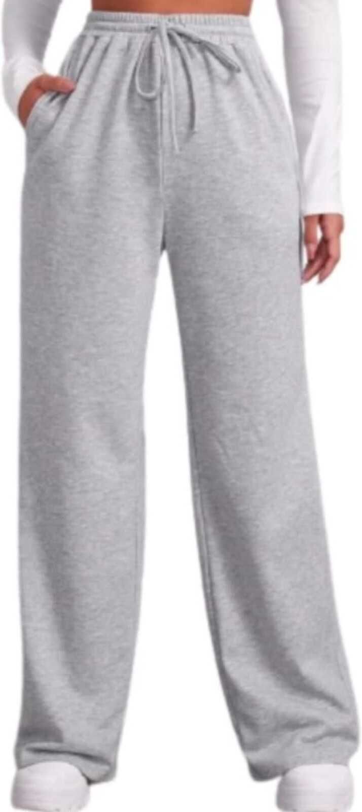 Women Loose Fit Grey Cotton Blend Trousers