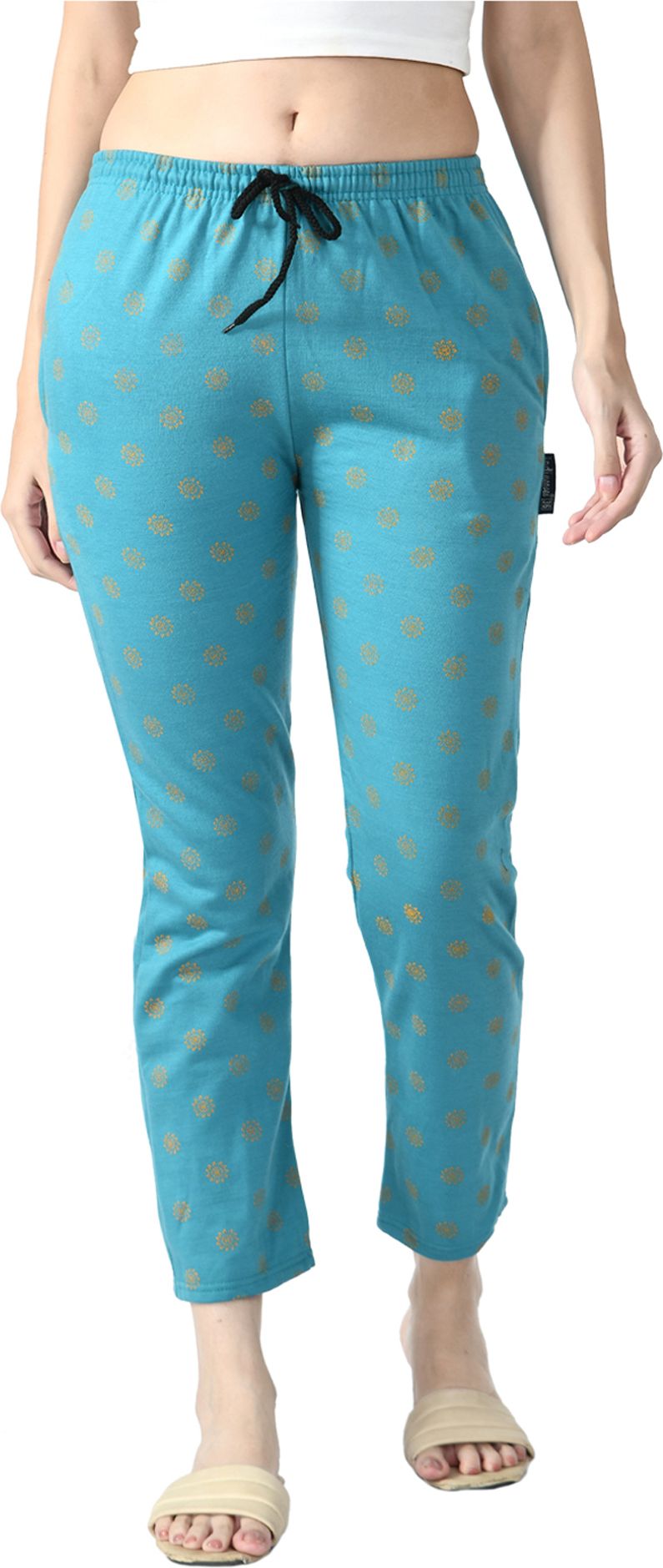 indiweaves Women Printed Blue Track Pants-picture-31