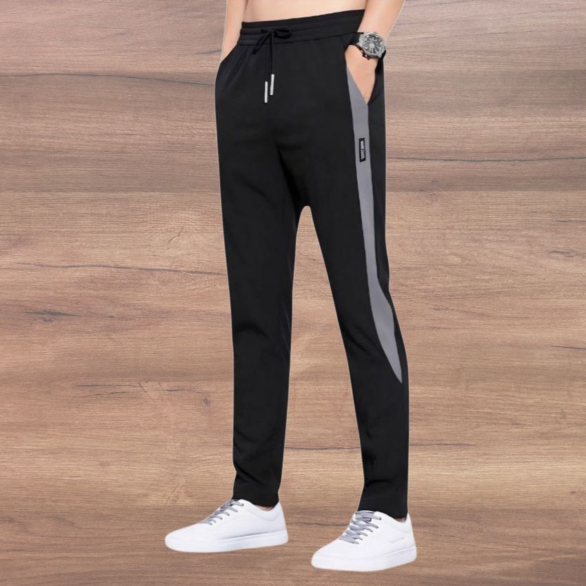 s t enterprise Men Solid Black Track Pants-picture-6