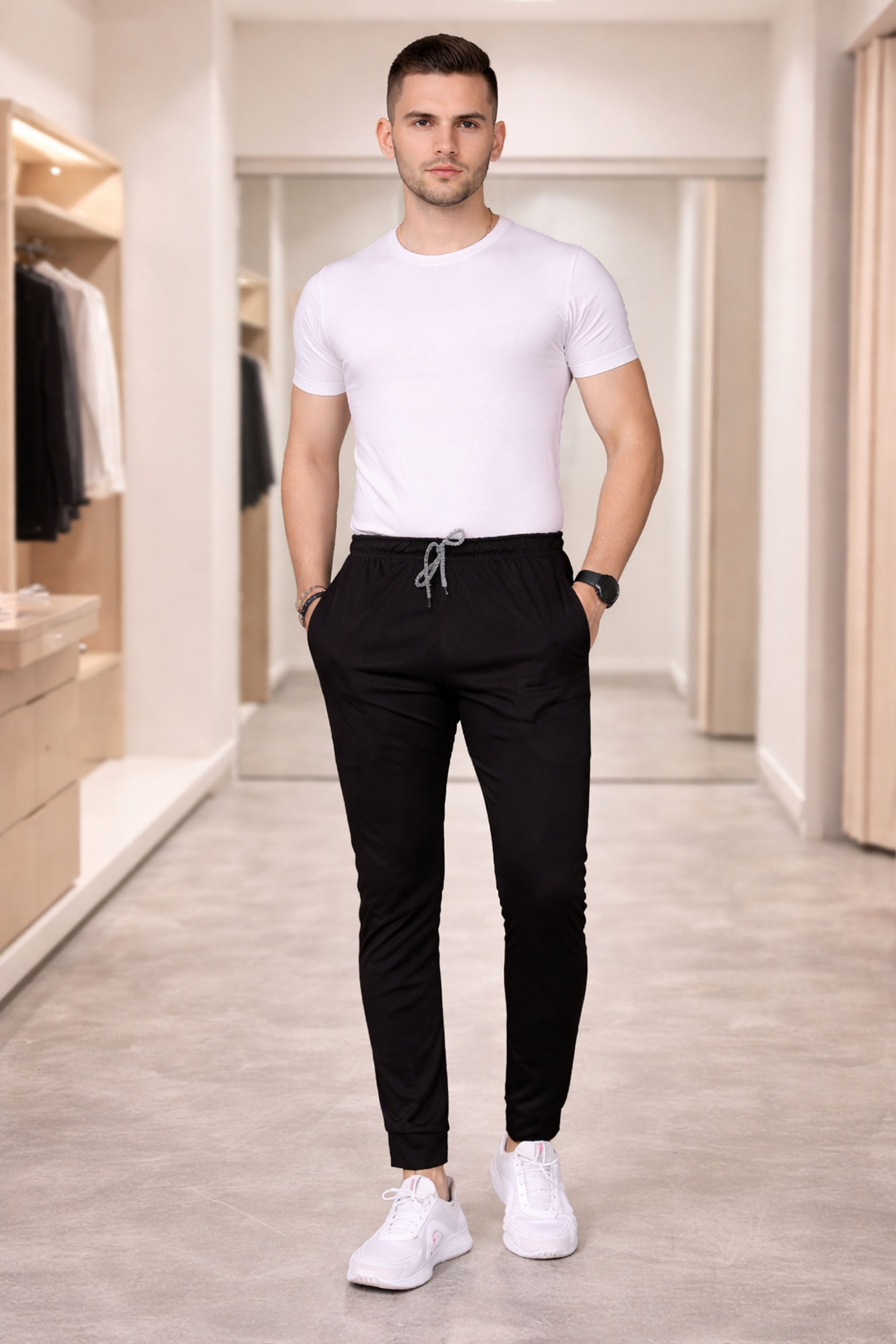 anand Men Solid Black Track Pants-picture-5