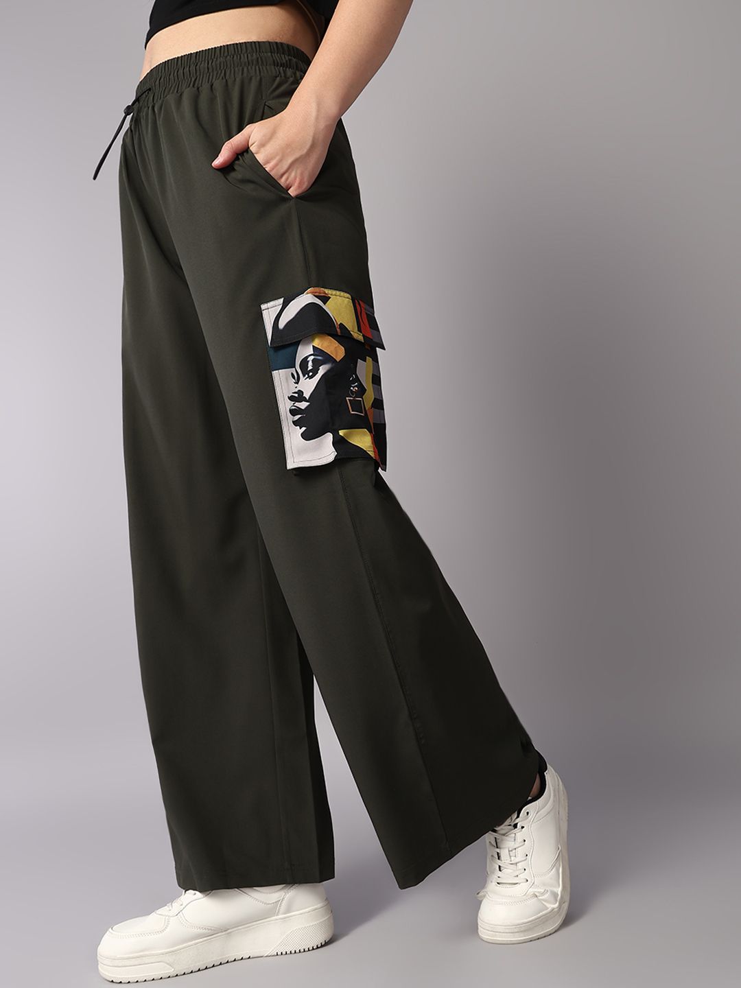 roadster Women Colorblock Olive Track Pants-picture-28