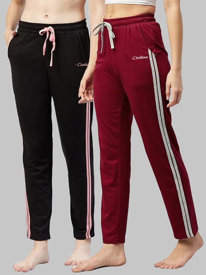clothina Pack of 2 Women Solid Multicolor Track Pants-picture-33