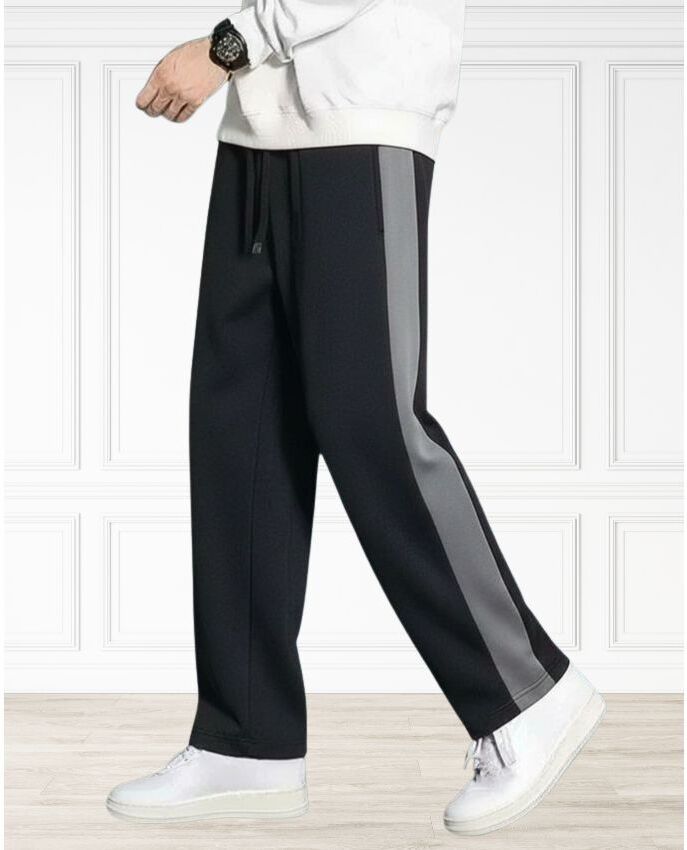 yanexa Men Striped Black Track Pants-picture-41